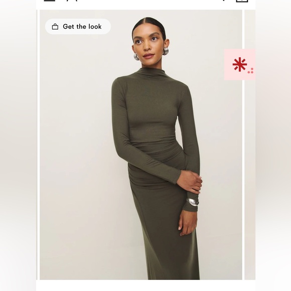 Reformation Nemy Dress- Pine Green - Picture 3 of 6